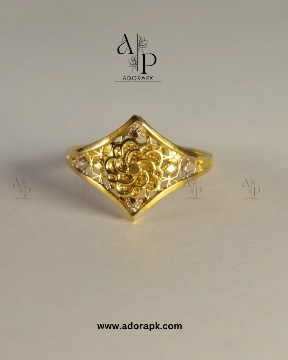 Gold-Plated Filigree Ring  Floral Motif