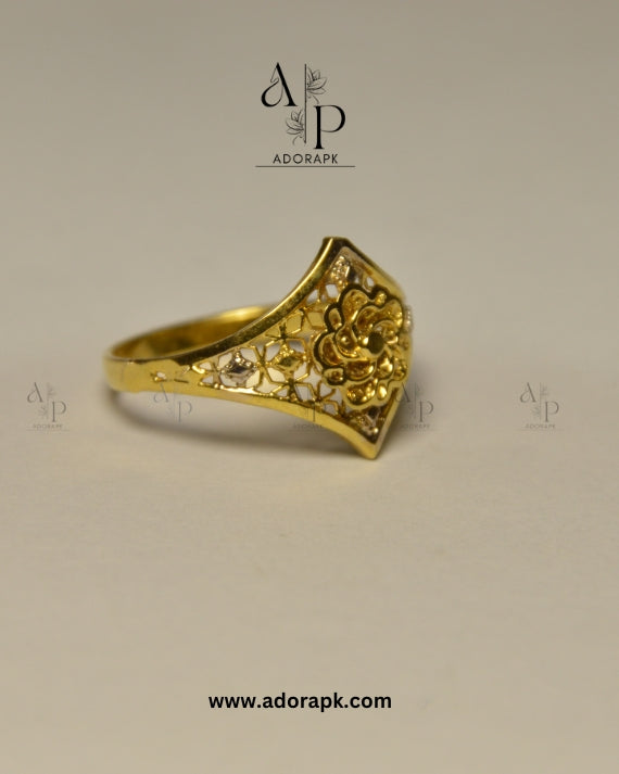 Gold-Plated Filigree Ring  Floral Motif