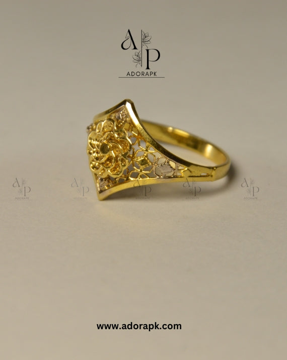 Gold-Plated Filigree Ring  Floral Motif